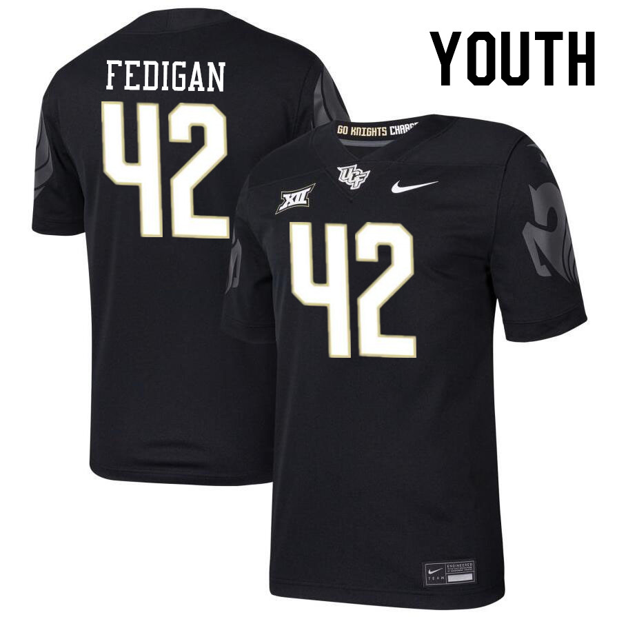 Youth #42 Aidan Fedigan UCF Knights Big 12 Conference College Football Jerseys Stitched-Black